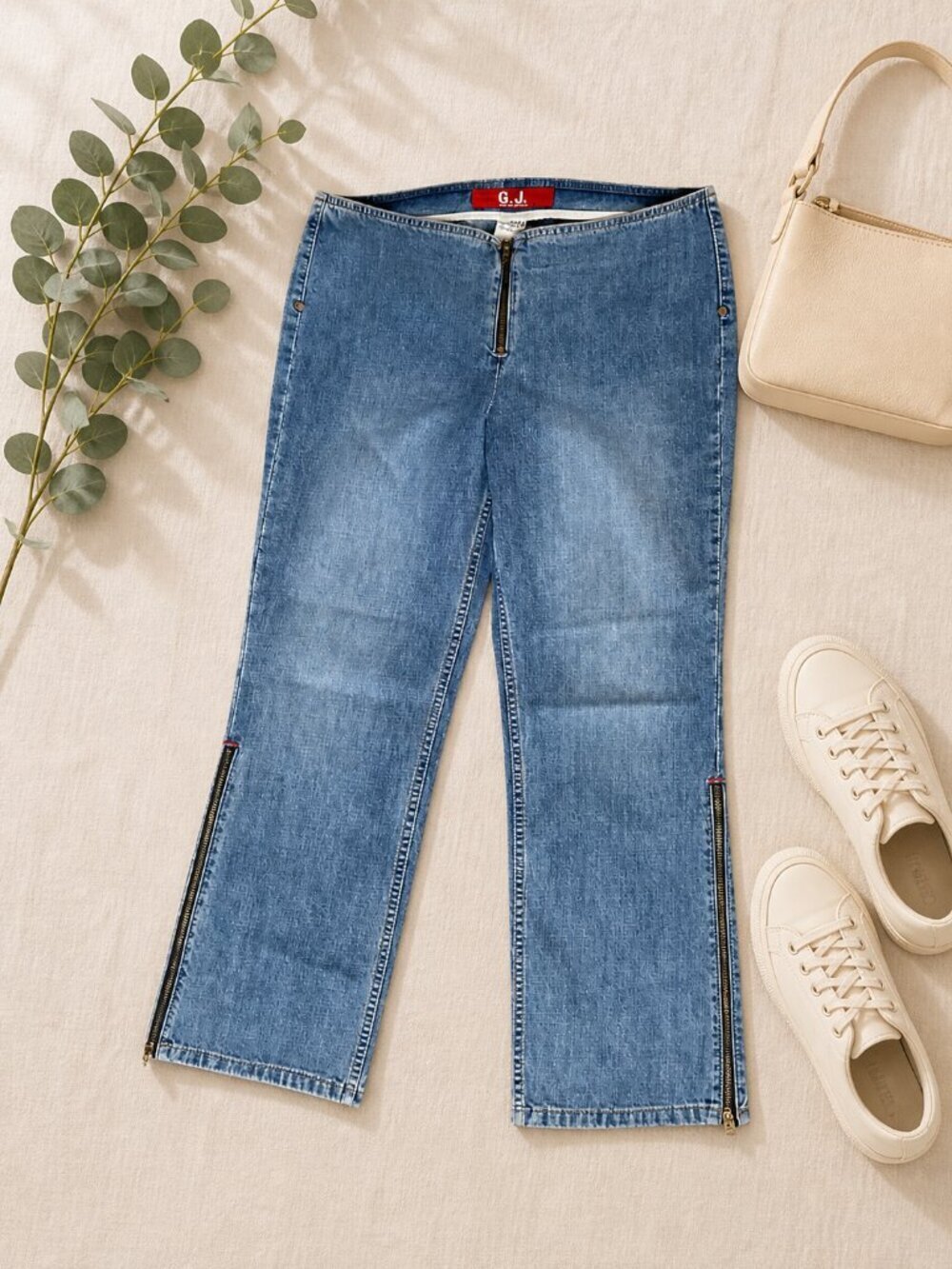 Vintage GJ Guess Jeans USA 32 Zip Ankle Straight Leg Y2K Denim